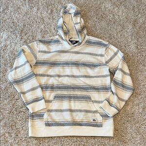NWT Boys Quiksilver Cream and Gray Striped Hoodie